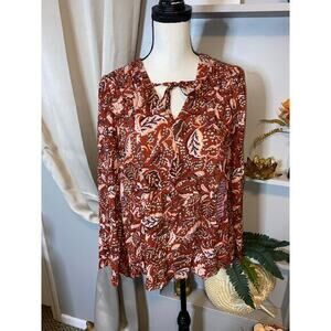 NWT Jessica Simpson Leslie Boho Blouse Top Bell Like Sleeves Small Mother Nature